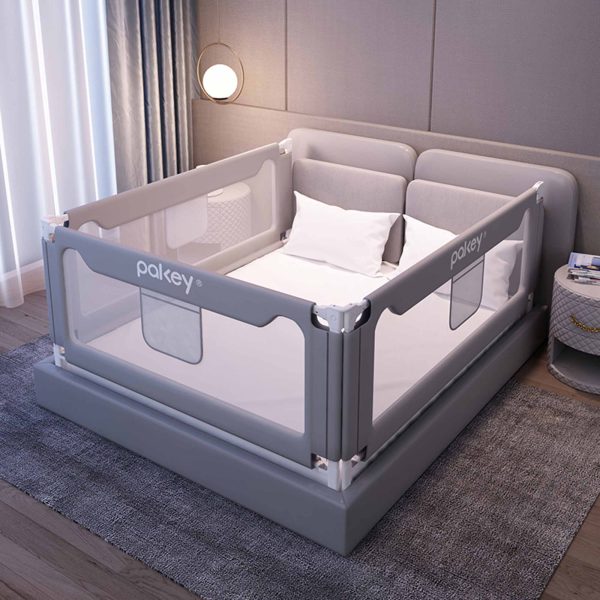 Pakey 6.5ft Size One Bed Rail Guard Fence For Baby Bed Gray Colour Safety fence (2m or 78 Inches)